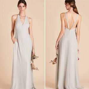 Birdy Grey Moni Convertible Bridesmaid Maxi Gown Dress Dove Gray Large NWT